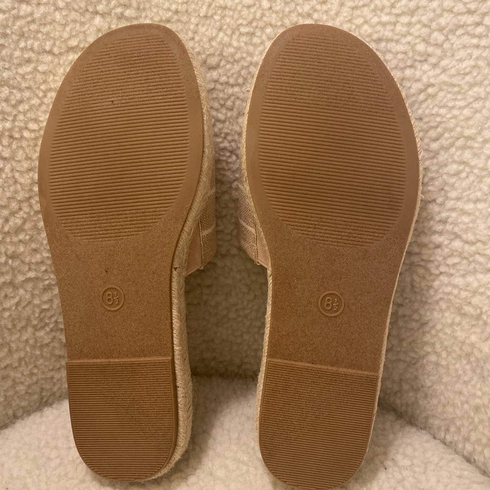 Women's Universal Thread Espadrille Slides Tan/White Size 8.5 - Picture 5 of 5